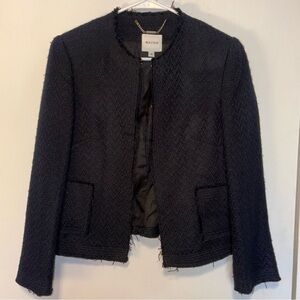 Walter Black Tweed Textured Boucle Blazer Jacket Unfinished Hem Size 8